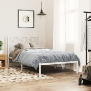 Metal Bed Frame with Headboard - White King Single