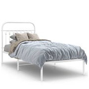 Metal Bed Frame with Headboard White  Single Size