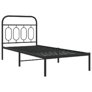 Stylish and Durable Black Metal Bed Frame with Headboard Sleek Single Size 