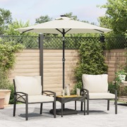 Outdoor Space with a White Garden Parasol Featuring LEDs and a Durable Steel Pole