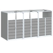 Wheelie Bin Storage for Triple Bins Rubbish Trash Can Shed Grey Steel