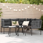 Modern Outdoor Comfort: L-Shaped Garden Sofa with Black Cushions