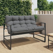 Modern Anthracite Garden Bench with Cushion - 113 cm Steel Design for Outdoor Seating