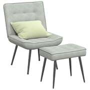 Relaxing Chair with a Stool Light Grey Velvet Kitchen Seat Footrest