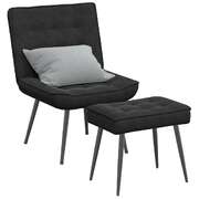 Relaxing Chair with a Stool Armchair Ottoman Footrest Black Velvet