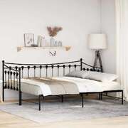 Durable Black Metal Daybed with Trundle  Single Size