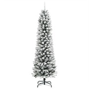 Artificial Slim Christmas Tree with Flocked Snow Xmas Tree PVC and PE