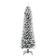 Elegance Artificial Slim Christmas Tree with Flocked Snow Xmas Tree PVC and PE