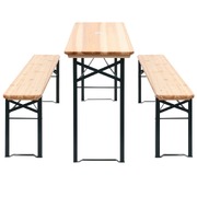 Folding Beer Table with 2 Benches 177 cm Pinewood