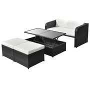 4 Piece Garden Lounge Set with Cushions Poly Rattan Black