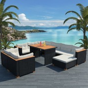 10 Piece Garden Lounge Set Black