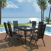 7 Piece Outdoor Dining Set Aluminium and WPC Black