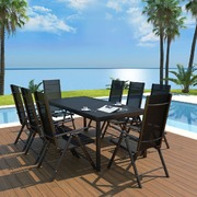 9 Piece Outdoor Dining Set Aluminium and WPC Black