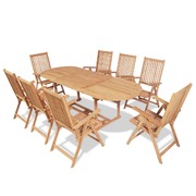 9 Piece Outdoor Dining Set with Folding Chairs Solid Teak Wood