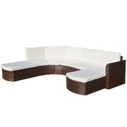 4 Piece Garden Lounge Set with Cushions Poly Rattan Brown