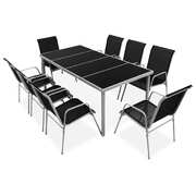 9 Piece Outdoor Dining Set Steel Black