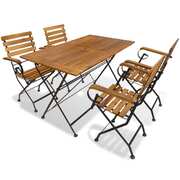 5 Piece Folding Outdoor Dining Set Solid Acacia Wood