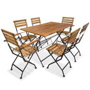 7 Piece Folding Outdoor Dining Set Solid Acacia Wood