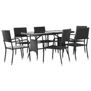 7 Piece Outdoor Dining Set Poly Rattan Black