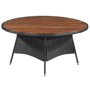 Garden Table Poly Rattan /Solid Acacia Wood