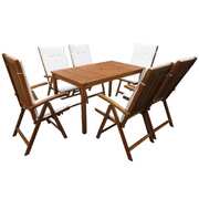 7 Piece Outdoor Dining Set with Cushions Solid Acacia Wood