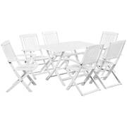 7 Piece Folding Outdoor Dining Set Solid Acacia Wood White