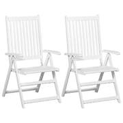 Folding Dining Chairs 2 pcs Solid Acacia Wood White