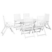 7 Piece Outdoor Dining Set Solid Acacia Wood White