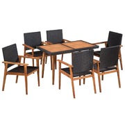 7 Piece Outdoor Dining Set Poly Rattan Black and Brown