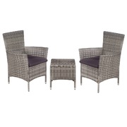 3 Piece Bistro Set Poly Rattan Grey