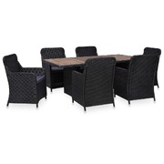 7 Piece Outdoor Dining Set Poly Rattan Black