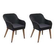 Outdoor Chairs with Cushions 2 pcs Poly Rattan Black