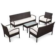 5 Piece Garden Lounge Set with Cushions Poly Rattan Brown