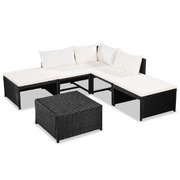 6 Piece Garden Lounge Set with Cushions Poly Rattan Black