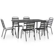 7 Piece Outdoor Dining Set Steel Dark Grey