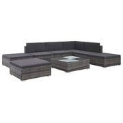 8 Piece Garden Lounge Set with Cushions Poly Rattan Grey