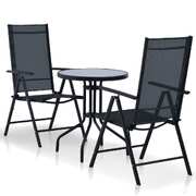 3 Piece Bistro Set Aluminium and Textilene Black