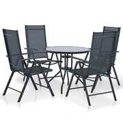 5 Piece Outdoor Dining Set Aluminium and Textilene Black