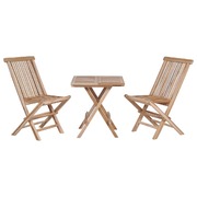 3 Piece Folding Bistro Set Solid Teak Wood