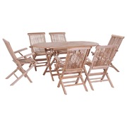 7 Piece Folding Outdoor Dining Set Solid Teak Wood