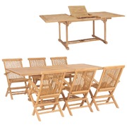 7 Piece Outdoor Dining Set  Solid Teak Wood