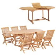 7 Piece Outdoor Dining Set - Solid Teak Wood