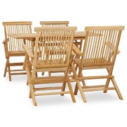 5 Piece Outdoor Dining Set Solid Teak Wood