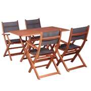 5 Piece Outdoor Dining Set Solid Eucalyptus Wood 