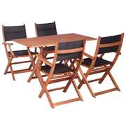 5 Piece Outdoor Dining Set Solid Eucalyptus Wood and Textilene