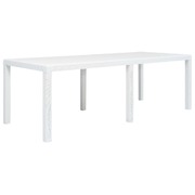 Garden Table White Plastic Rattan Look