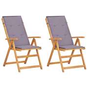 Reclining Garden Chairs 2 pcs Brown Solid Acacia Wood