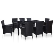 9 Piece Outdoor Dining Set Poly Rattan Black