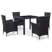 5 Piece Outdoor Dining Set Poly Rattan Black