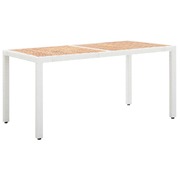 Garden Table White 150x90x75 cm Poly Rattan and Solid Acacia Wood